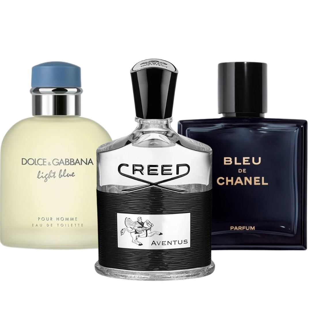 Paquete de 3 perfumes: Bleu de Chanel, Creed Aventus, Dolce & Gabbana Light Blue (Eau de Parfum)
